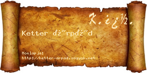 Ketter Árpád névjegykártya